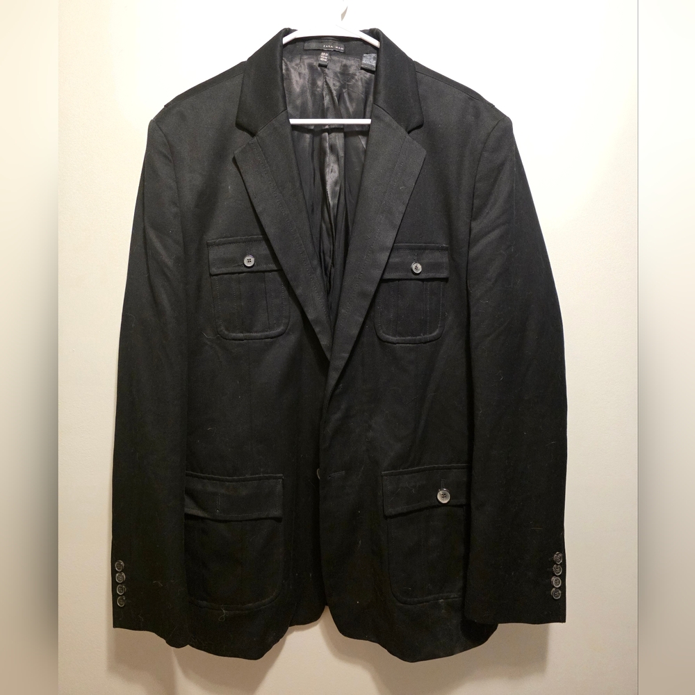 Zara Black Sport Coat with Notched Lapel